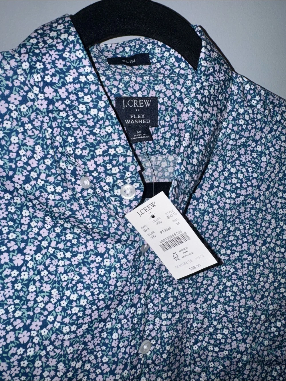 NWT J. Crew Blue Patterned Button-Down Shirt